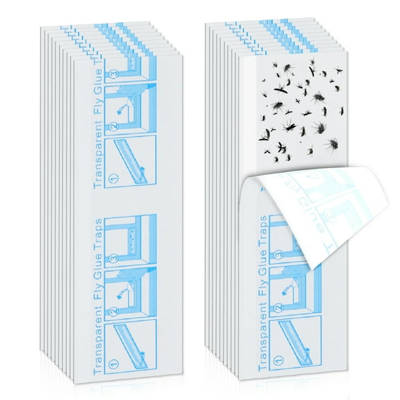 20-Pack Window Fly Traps, Clear Sticky Flying Bugs, Fruit Fly and Gnat Catcher, Indoor Mosquito Control, Safe for Homes and Kitchens, Ideal for Families and Pet Owners