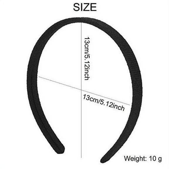 20 Pack Women Plain Black Cloth Covered Thin Hard Plastic Headband Hairband Elastic Hair Hoop Holder Clasp Tiara Crown Headpiece Accessories DIY