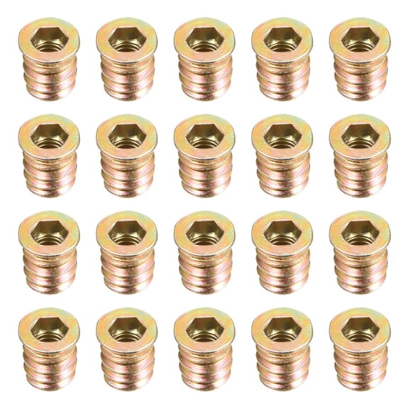 20-Pack Wood Furniture M6x13mm Threaded Insert Nuts Interface Hex Socket Drive