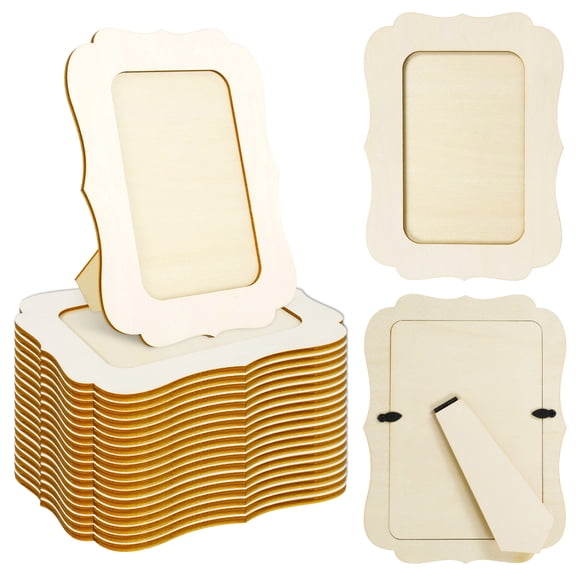 20 Pack Wooden Picture Frame 4x6 Blank Unfinished Wood Photo Frame for DIY Craft Painting Home Decor and Festival Present