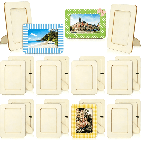 20 Pack Unfinished Wood Picture Frames - 4x6 Inch DIY Craft Photo Frames for Painting, Bulk Set for Home Decor and Gifts