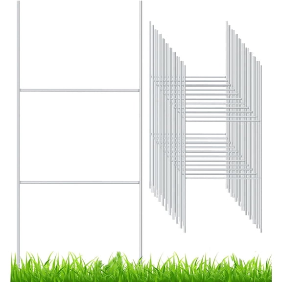 20 Pack Yard Sign Stakes Metal, 18'' x 7'' H Frame Wire Stakes for Yard Signs for Corrugated Plastic Signs Halloween Yard Sign Holder