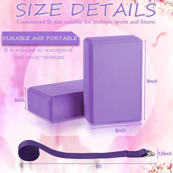 20 Pack Yoga Blocks and Straps Non-Slip EVA Foam Blocks with Metal D Ring Straps for Gym Exercise and Workout