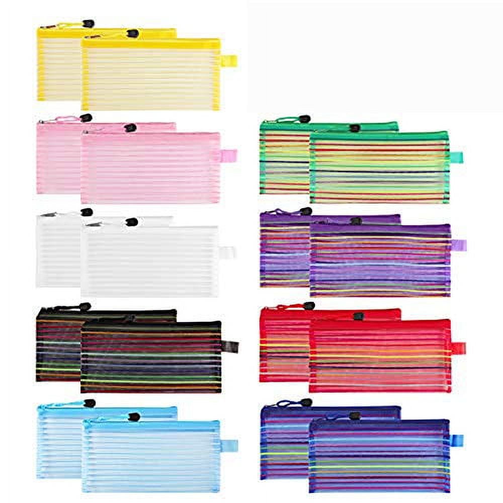 5 Pack Plastic Zipper Pouches 9.5x7.1 in for Office School Supplies  Cosmetics Travel Accessories Receipts Card Games - A5 Mesh Storage Bags  with Zipper Small Waterproof Travel Zipper Pouches 9.5 x 7.1