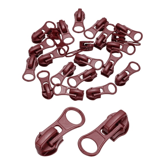 20 Pack Zipper Sliders, #5 Zipper Metal Repair Replacement with Zip Pull No Sewing Required for Sewing Bags Wallets Jackets Closed-End Zipper Repair, Burgundy