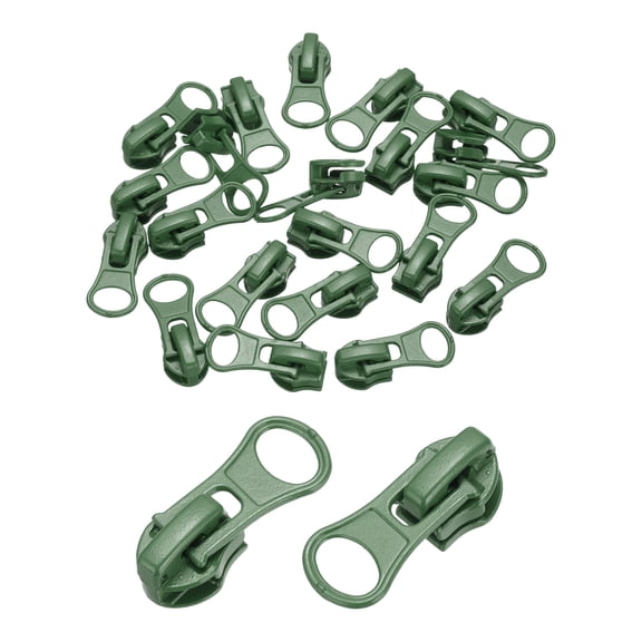 20 Pack Zipper Sliders, #5 Zipper Metal Repair Replacement with Zip Pull No Sewing Required for Sewing Bags Wallets Jackets Closed-End Zipper Repair, Green