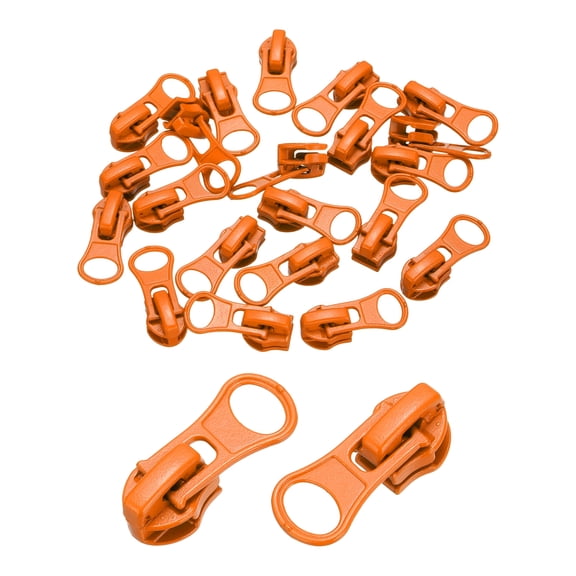 20 Pack Zipper Sliders, #5 Zipper Metal Repair Replacement with Zip Pull No Sewing Required for Sewing Bags Wallets Jackets Closed-End Zipper Repair, Orange
