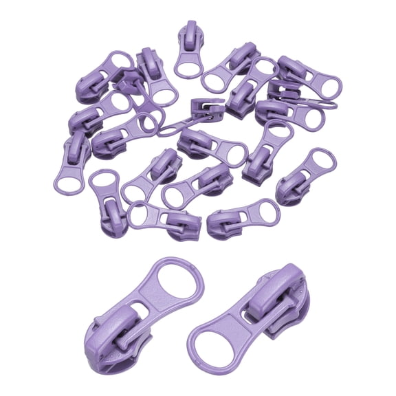 20 Pack Zipper Sliders, #5 Zipper Metal Repair Replacement with Zip Pull No Sewing Required for Sewing Bags Wallets Jackets Closed-End Zipper Repair, Purple