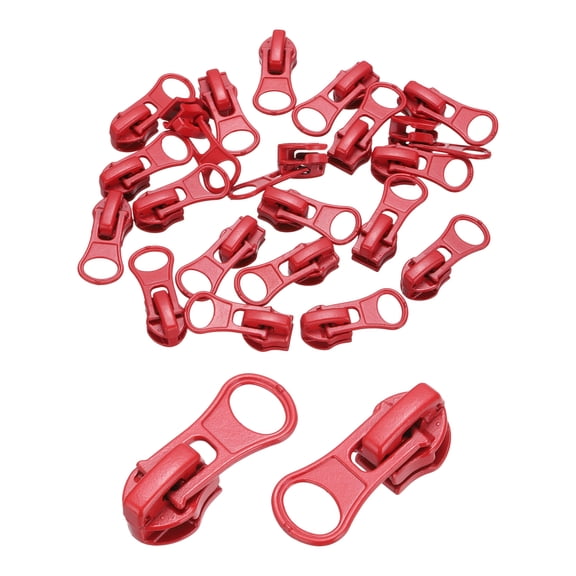 20 Pack Zipper Sliders, #5 Zipper Metal Repair Replacement with Zip Pull No Sewing Required for Sewing Bags Wallets Jackets Closed-End Zipper Repair, Red