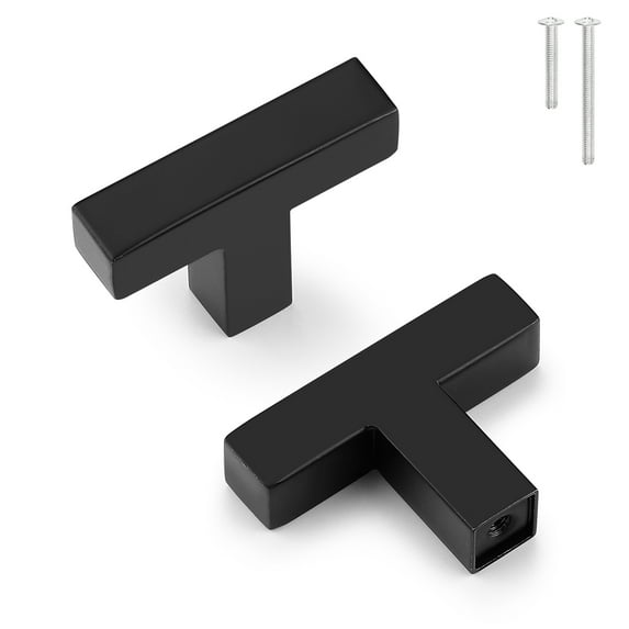 20 Pack knobelite Black Stainless Steel Square Corner Bar Cabinet Door Handles Drawer Pulls Knobs 1/2 in Width Single Hole T Knob