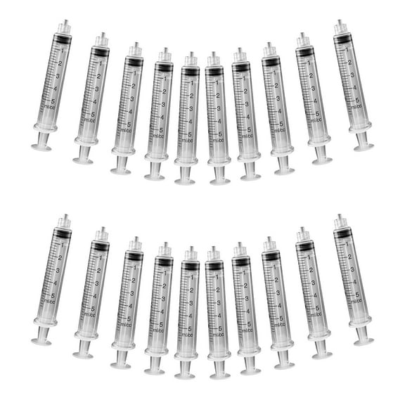 20 Pack of 5 ML Luer Lock Industrial Syringes with No Needles for Scientific Applications, Jewelry Making, Refilling, Measuring, Crafts and More