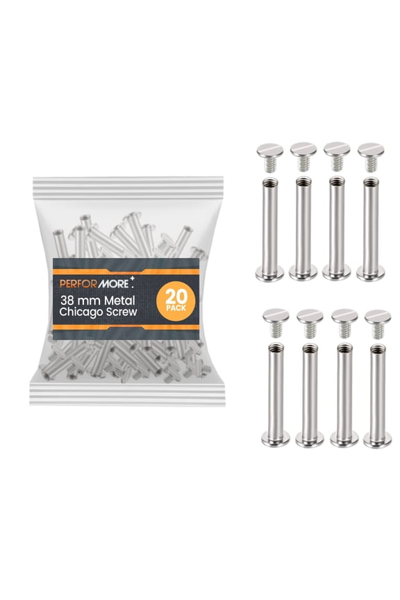20 Pack of Silver Aluminum Screw Posts, 38mm Metal Chicago Screw Post Binding Screws