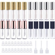 20 Packs 1.2 mL Pretty Empty Lip Gloss Tubes Containers, Clear Mini Refillable Lip Balm Bottles with Rubber Inserts and 3pcs Transfer Pipettes for Lip Samples Travel DIY Makeup 4 Colors