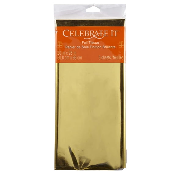 Celebrate It Gold Foil Tissue, 20 Packs: 5 ct. (100 total)