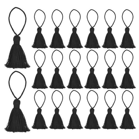 Uxcell 20 pack Bookmark Tassels 4.3 inch Hanging Loop Small Tassels Soft Mini Tassels, Black