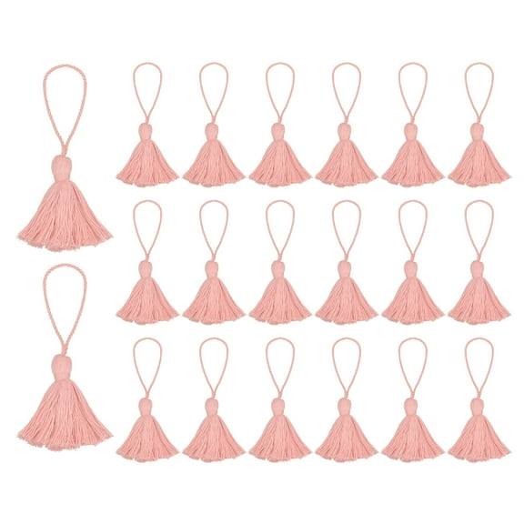 Uxcell 20 pack Bookmark Tassels 4.3 inch Hanging Loop Small Tassels Soft Mini Tassels, Light Pink