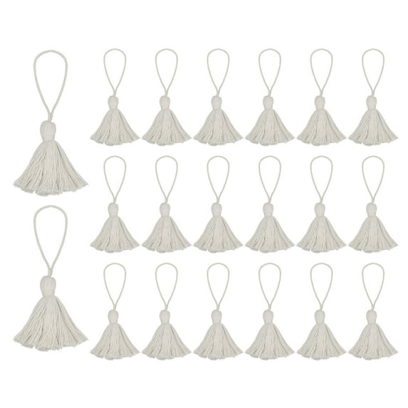 Uxcell 20 pack Bookmark Tassels 4.3 inch Hanging Loop Small Tassels Soft Mini Tassels, Silver Sand