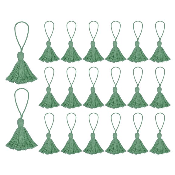 Uxcell 20 pack Bookmark Tassels 4.3 inch Hanging Loop Small Tassels Soft Mini Tassels, Teal Green