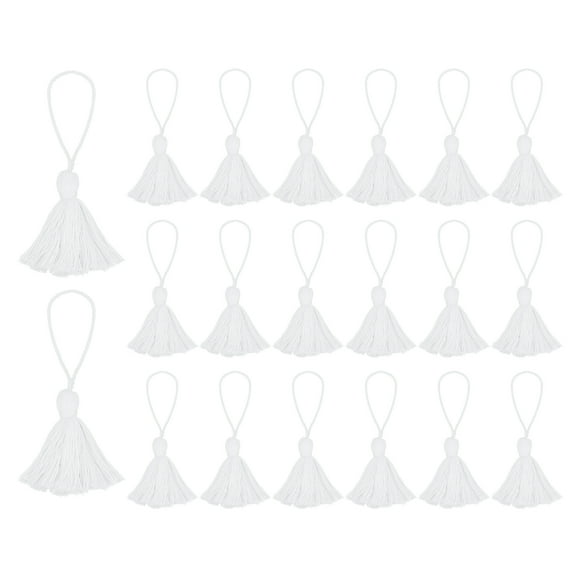 Uxcell 20 pack Bookmark Tassels 4.3 inch Hanging Loop Small Tassels Soft Mini Tassels, White