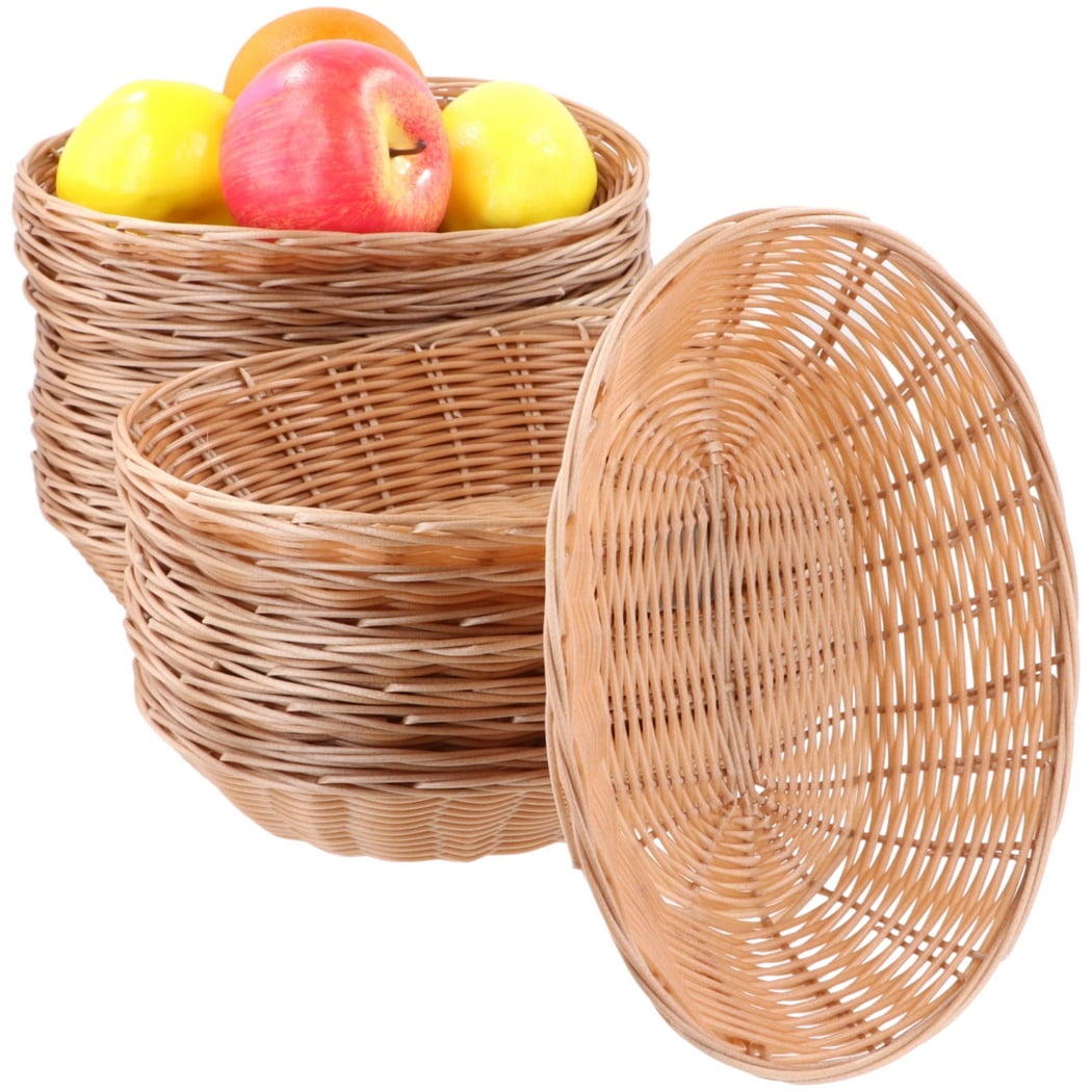 20 Packs Bread Serving Baskets, Handwoven Fruit Food Serving Baskets Made of PP Plastic Wicker, Rustic Oval Woven Food Storage Baskets for Tabletop, 9" x 6" x 2.4"