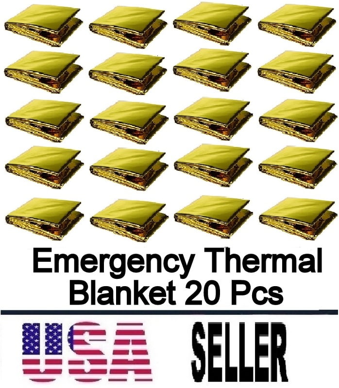 20 Packs Emergency Mylar Thermal Blanket for Survival First Aid Kits