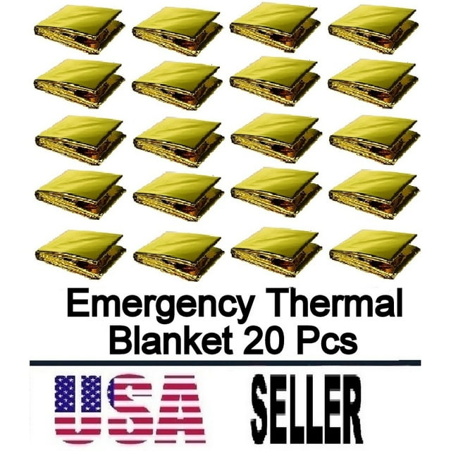 20 Packs Emergency Mylar Thermal Blanket for Survival First Aid Kits Army Outdoors Hiking
