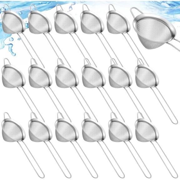 20 Packs Fine Mesh Small Strainer, 3.2 Inches Stainless Steel Cone Shaped Long Handle Strainer for Coffee Juice Coffee Drinks