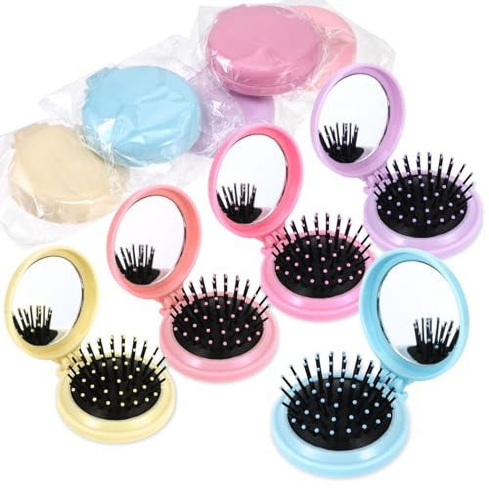 20 Packs Folding Travel Mirror Mini Hair Brush Round Folding Pocket ...