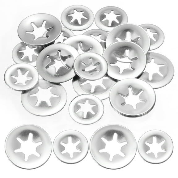 20 Packs Internal Tooth Star Lock Washers Set M3 M4 Push on Clips, 304 Stainless Steel Starlock Push Nuts