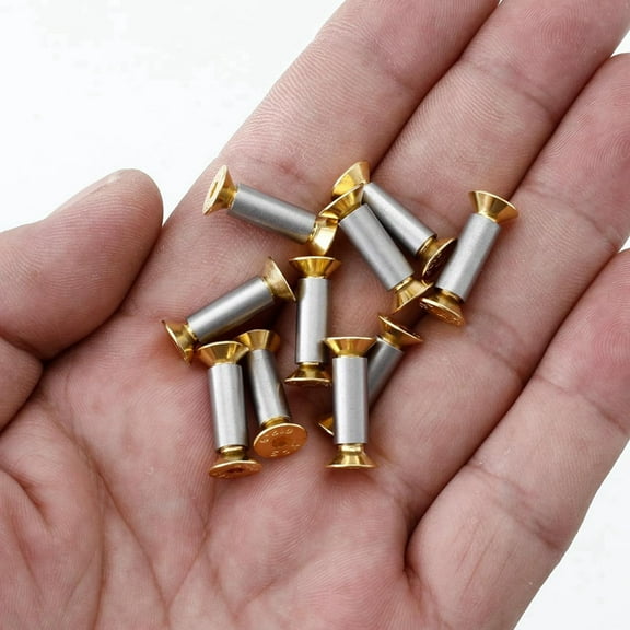 20 Packs Knife Handle Screws Rivets Bolts Fasteners, Gold Hex Flat Screws, Knives Maker Screws
