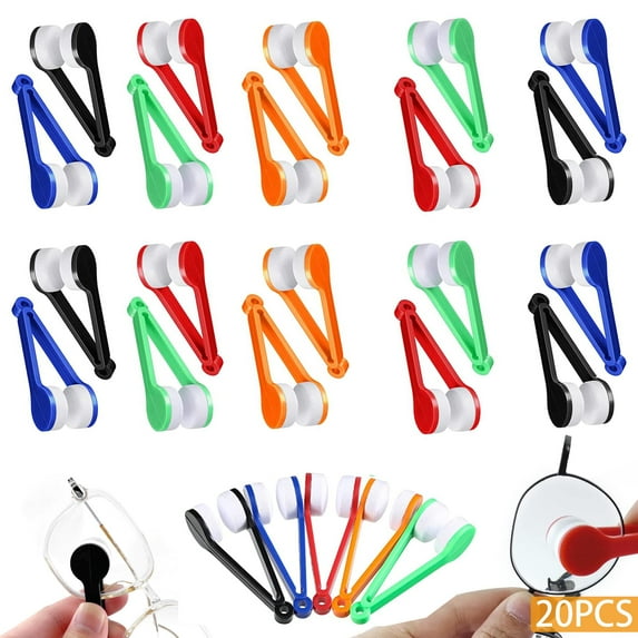 20 Packs Microfiber Glasses Cleaner Soft Brush for Sunglasses, Reading Glasses and Other Cleaning Tools, Convenient to Carry Mini Microfiber Glasses Cleaning Clip, Random Colors