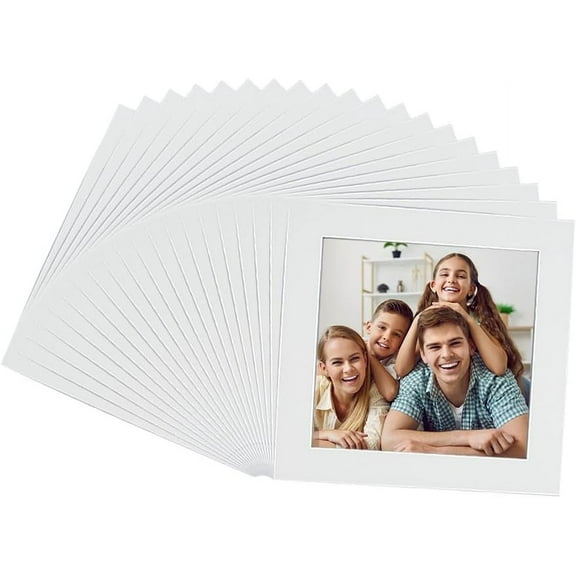 20 Packs Picture Mat Photo Mat 8 inch for 6 inch Photos White Core Bevel Cut Frame Matte Matting for Picture Frames Pictures Display Photo Frame Mat
