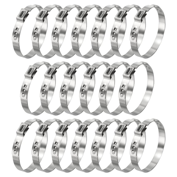 20 Packs Stainless Steel Single Ear Hose Clamps, Adjustable 53.5-62mm Heavy Duty Cinch Rings Crimp Pinch Fittings Tools, Ear Stepless Hose Clamp for Home Appliance Line, Plumbing