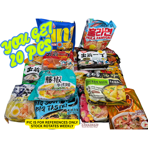 20 Packs Variety Asian Instant Ramen Bundle Free Snacks Included