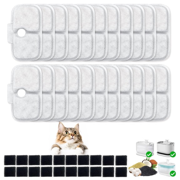 20 Packs for Petlibro Cat Water Fountain Filters Replacement, 20 Filters + 20 Sponges for Dockstream Cat Water Fountain PLWF005 PLWF115 PLWF105