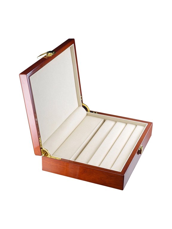 20-Pair Cufflink Storage Case with Multi-Row Slotted Insert and Hinged Lid for Organized Jewelry Viewing and Direct Selection From Visible Rows