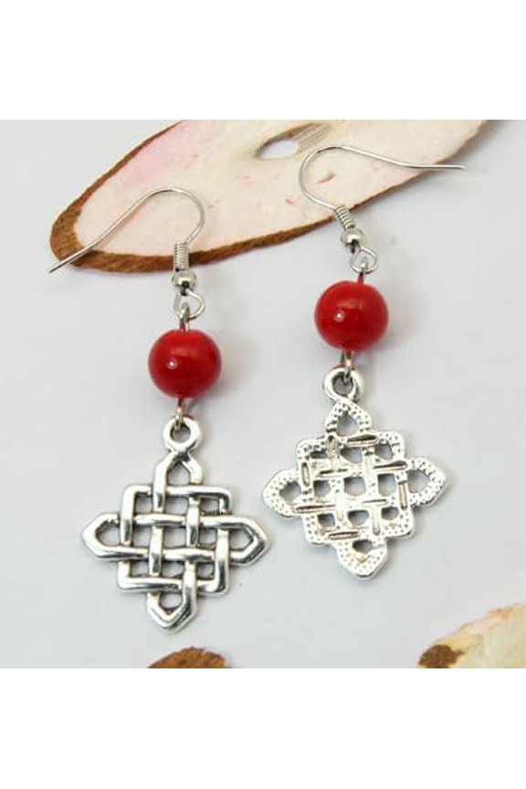 20 Pair Dangle Rhombus Earrings Earrings Ornament with Tibetan Style Pendant Glass Beads and Brass Earring Hook Earrings Decoration for DIY Earrings Jewelry Crafts Making 53mm