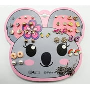 20 Pair Earrings Set on Adorable Koala Bear Card