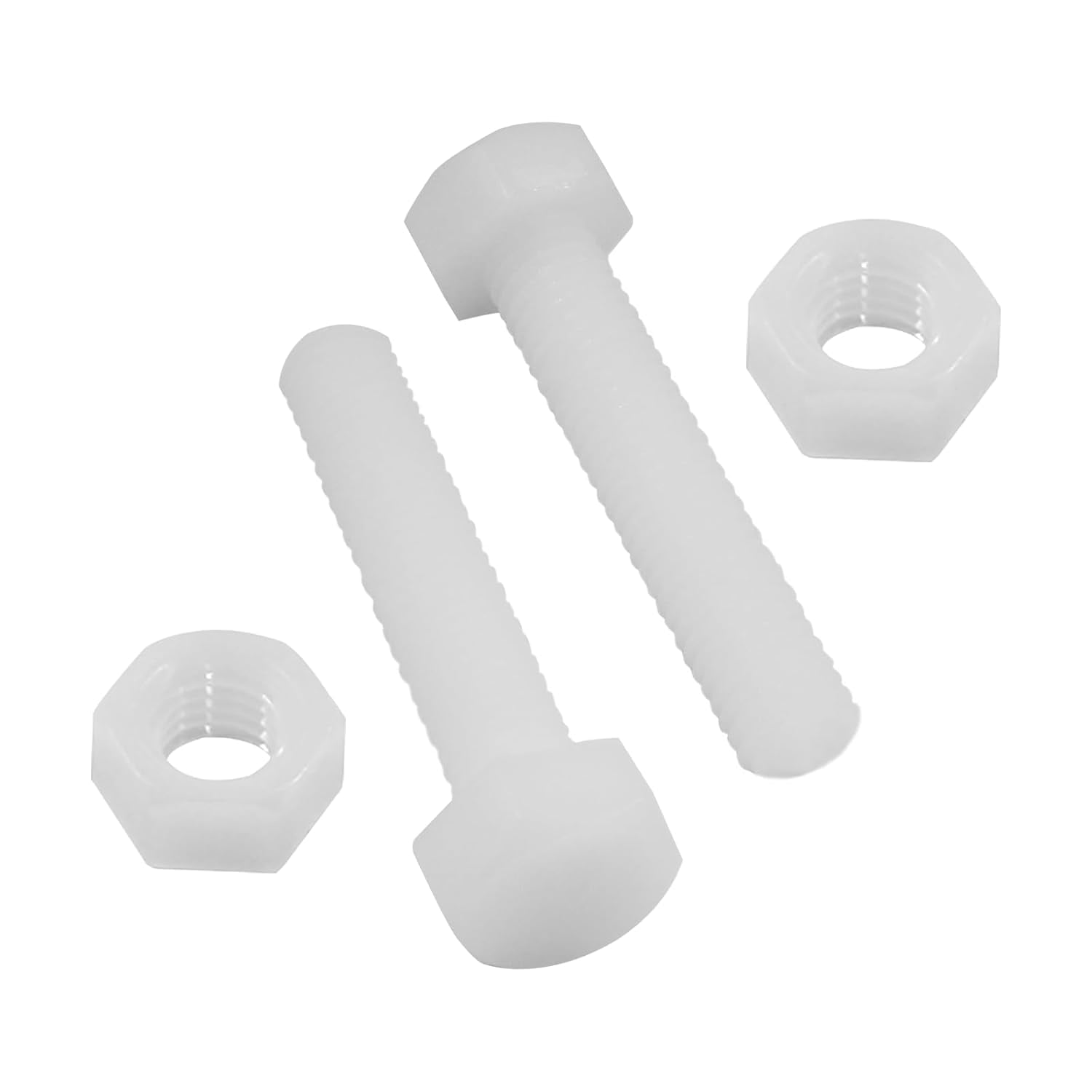 20 Pair M8x40mm White Nylon Hex Bolts Plastic Hex Nuts Full Thread Hex