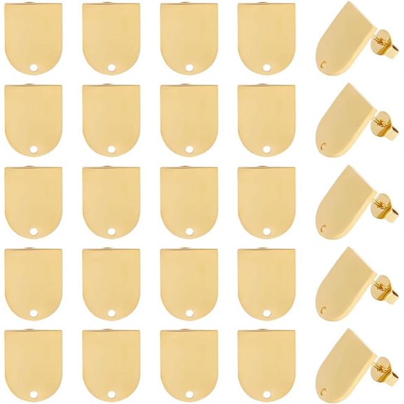 20 Pairs 0.7mm Pin Shield Shape Stud Earrings Finding 304 Stainless Steel Earring Posts Post Stud Earrings with Holes Simple Stud Earring Settings for DIY Craft Supplies STAS-UN0047-68