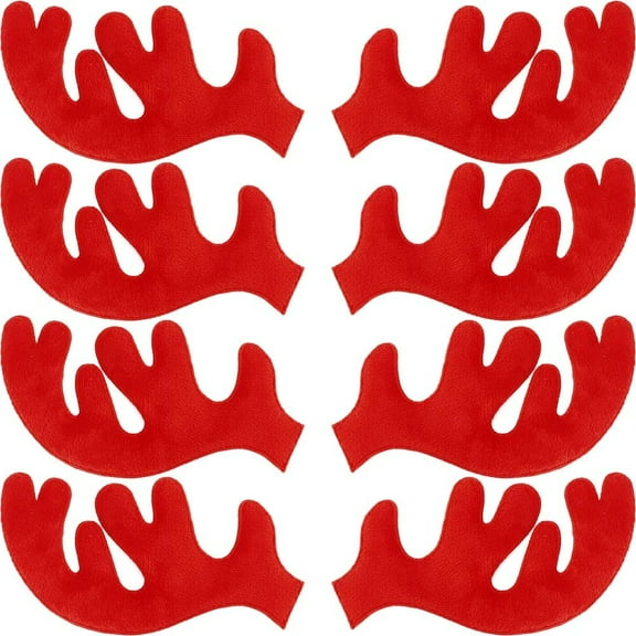 20 Pairs 12cm Mini Antlers Embellishments Christmas Red Flocking Deer Antlers Hair Clips Accessories Reindeer Elk Branch Animals Horn Snowman Hand for Headband Snowman Wedding Party FireBrick