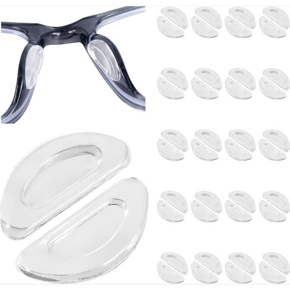 20 Pairs 3mm Adhesive Eyeglasses Nose Grips, D Type Silicone Nosepads with Reduce Pressure Air Bag, Eyeglass Nose Pads for Plastic Frames Glasses(White)
