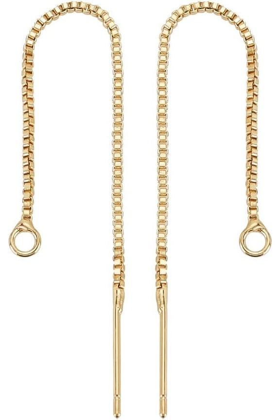 20 Pairs (40pcs) Ear Threads Gold Plated Brass Threader Earrings with Open Loop Drop Earring Threader Findings