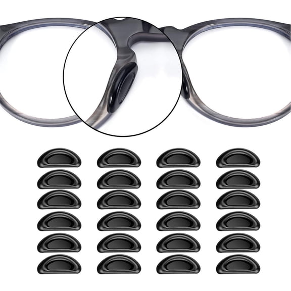 20 Pairs Adhesive Eye Glasses Nose Pads, Casewin D Shape Stick on Anti-Slip Soft Silicone, Adhesive Nose Pads Glasses Nose Pad for Glasses, Eyeglasses and Sunglasses(Black)