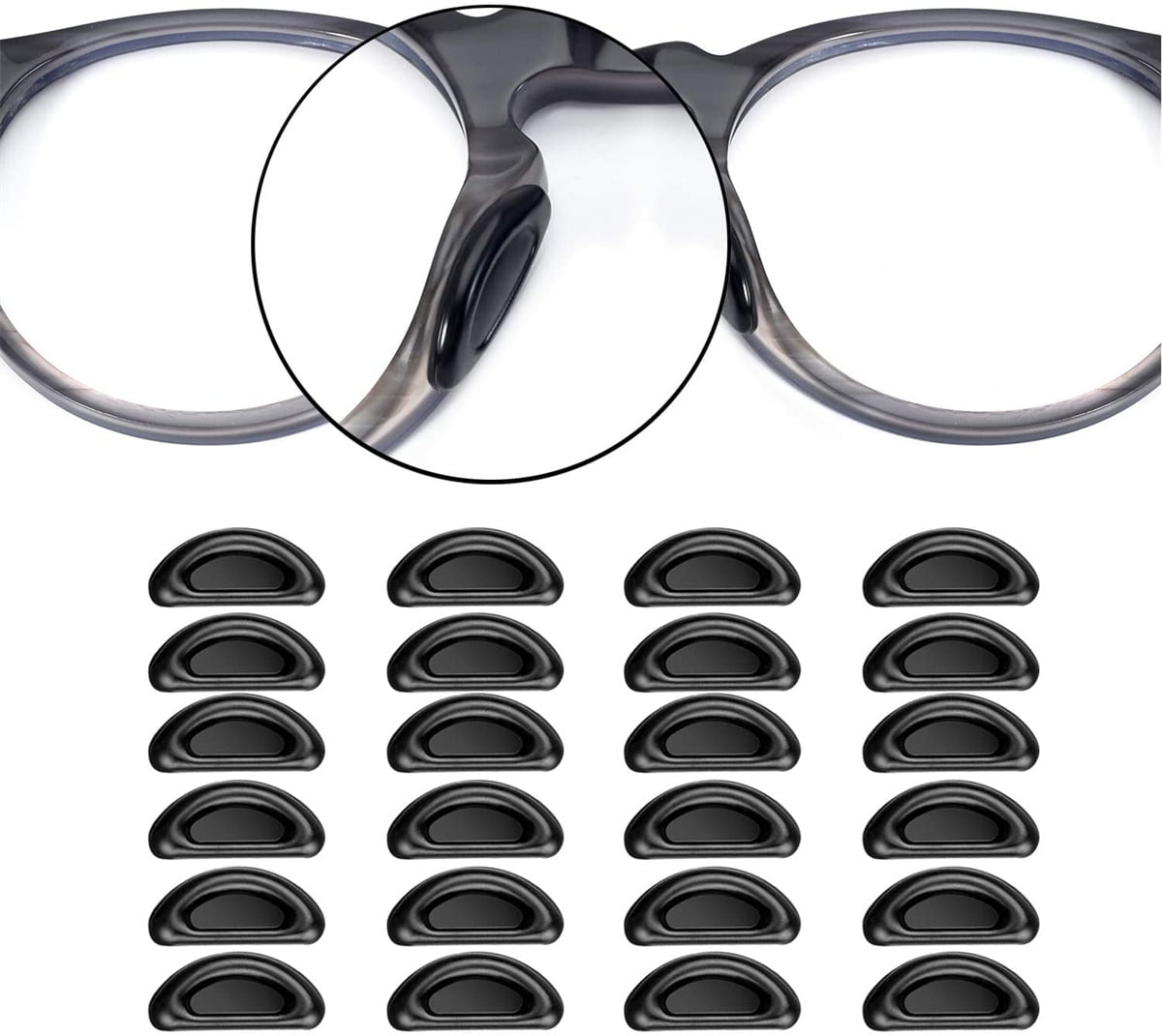 20 Pairs Adhesive Eye Glasses Nose Pads, Casewin D Shape Stick on AntiSlip Soft Silicone