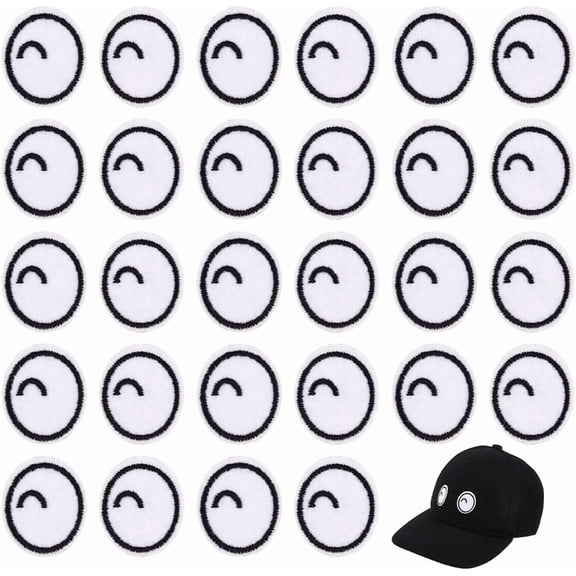 20 Pairs Black and White Eyes Patch Polyester Embroidery Cloth Iron on Patches Costume Accessories