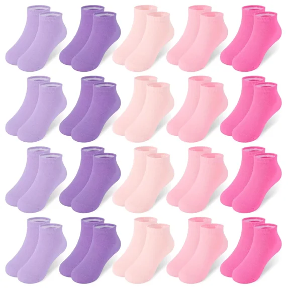 20 Pairs Boys Socks, Kids Ankle Low Cut Athletic Black White Sock for Toddler Boy Girl & Children 1-14 Years