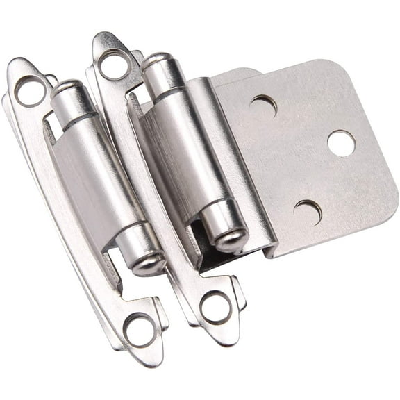 20 Pairs Brushed Satin Nickel 3/8" Overlay Decorative Self Closing Face Mount Kitchen Cabinet Hinges
