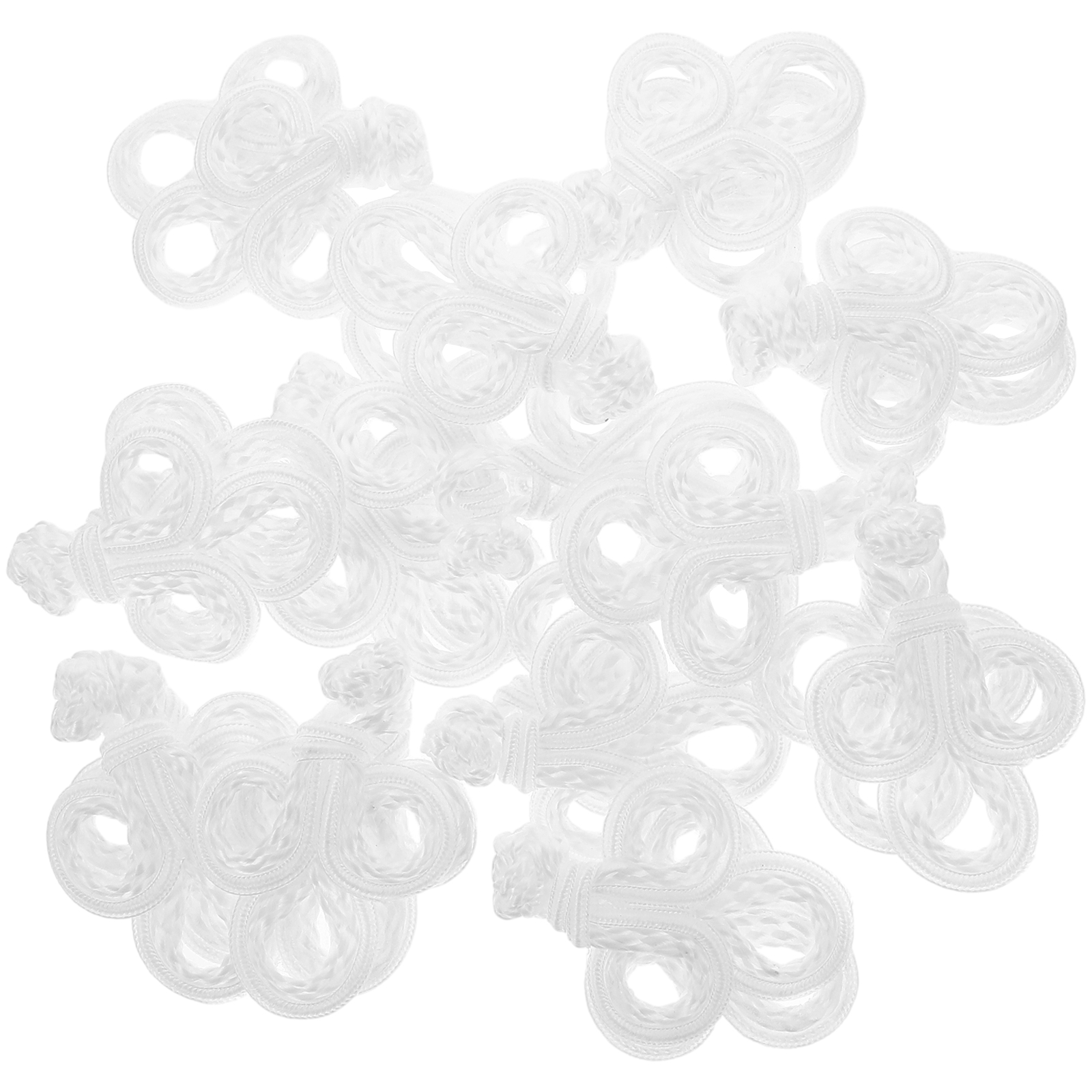 20 Pairs Buckle Chinese Frog Buttons Sewing Fastener Clothing White