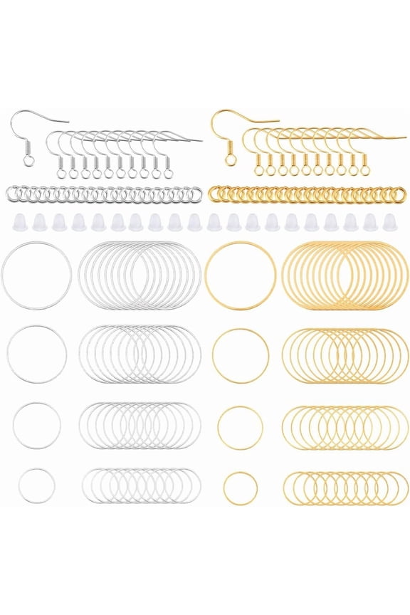 20 Pairs Earring Beading Hoop Set Earrings Making Kits Open Jump Rings Linking Rings Earring Circle Connectors